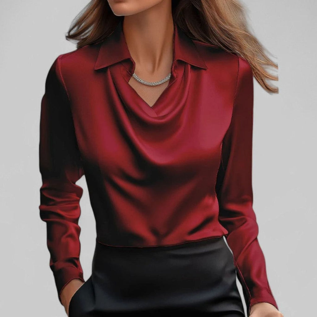 Women's Point Collar Satin Blouse