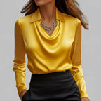 Women's Point Collar Satin Blouse