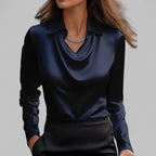 Women's Point Collar Satin Blouse
