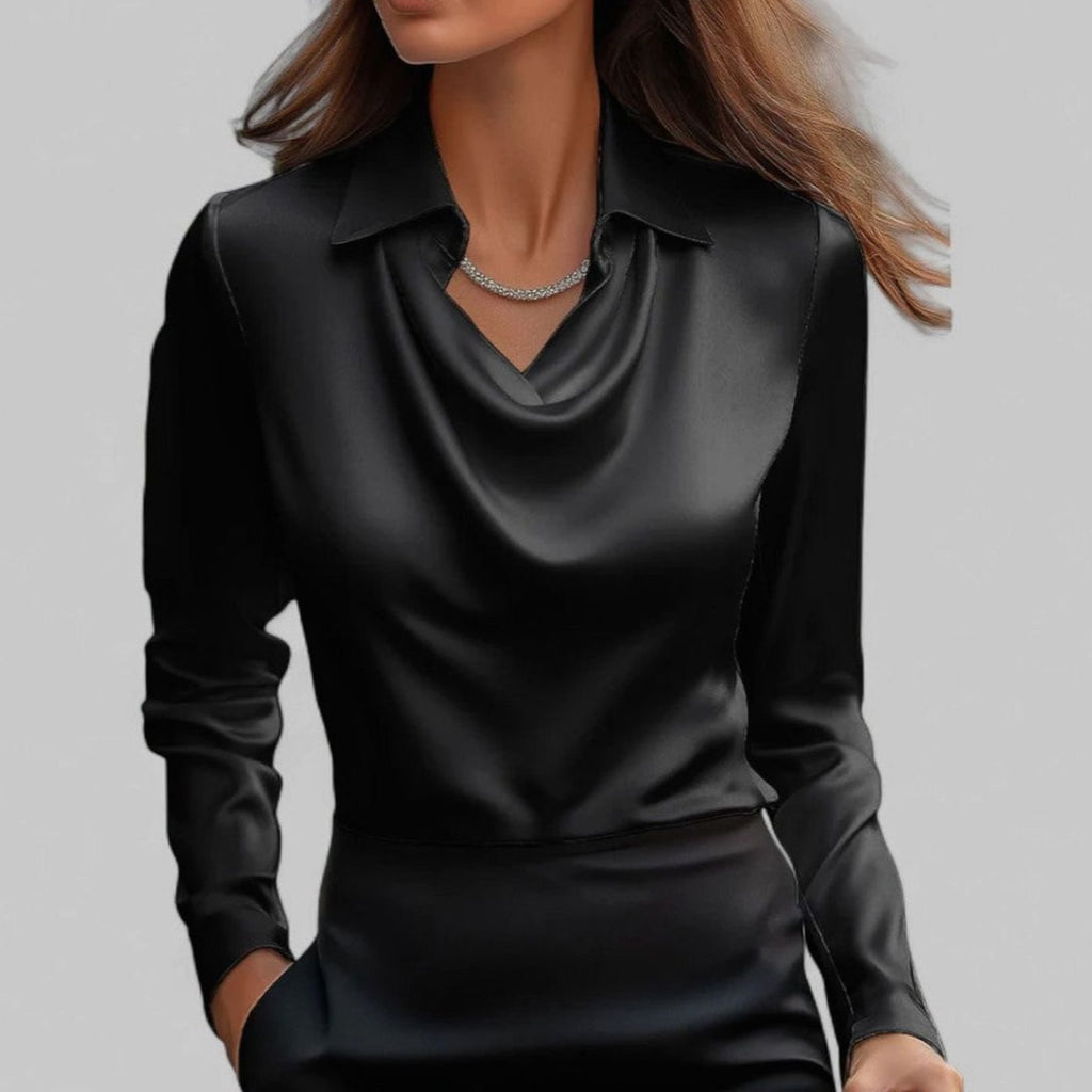 Women's Point Collar Satin Blouse