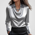 Women's Draped Satin Blouse