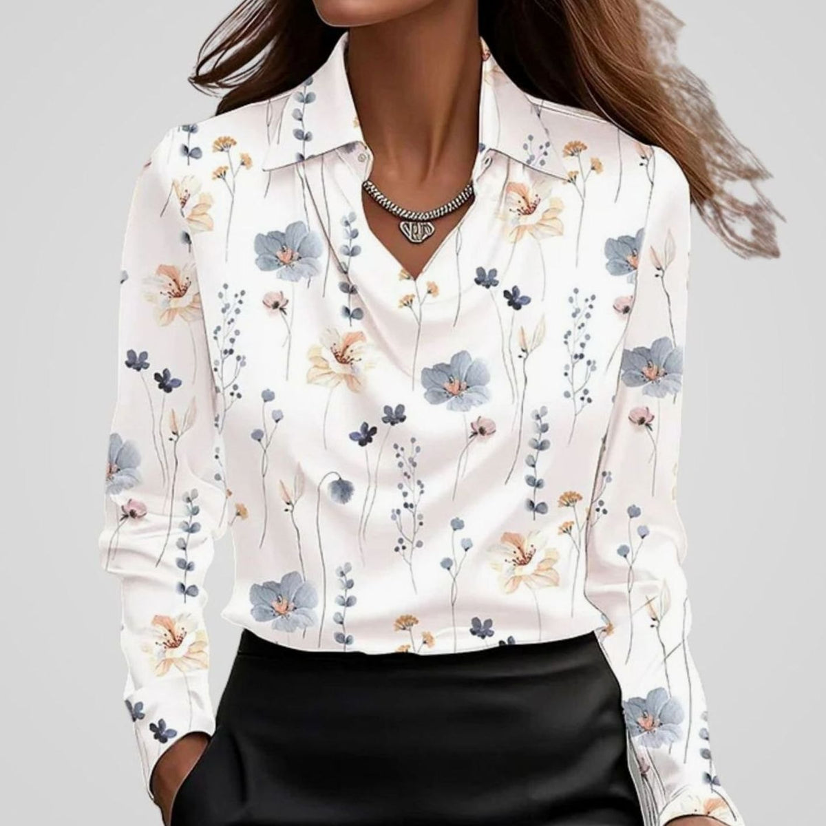 Women's Draped Satin Blouse