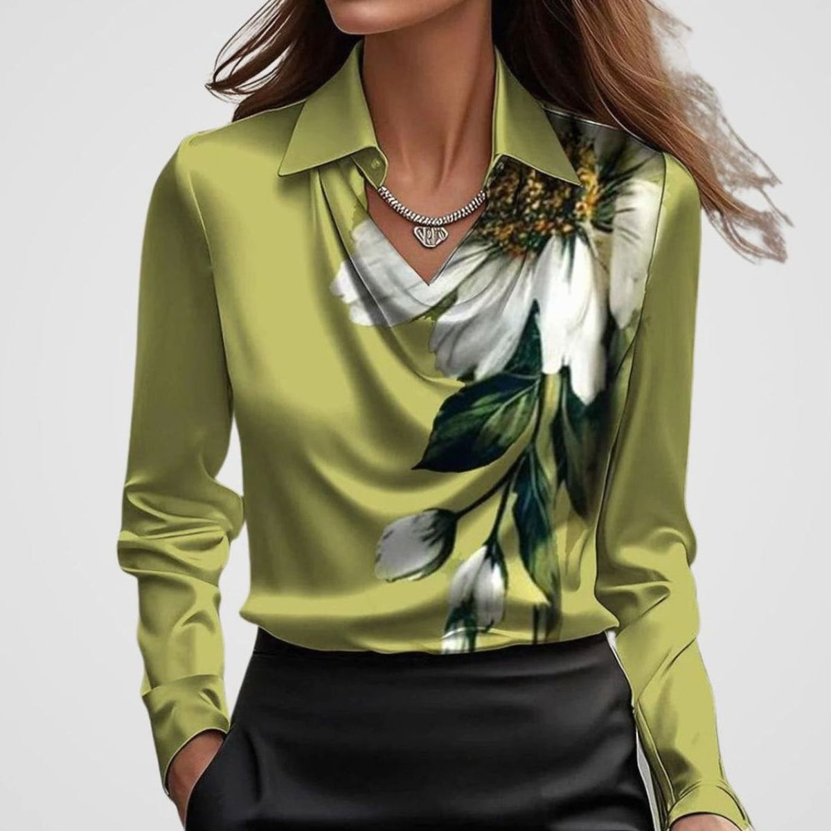Women's Draped Satin Blouse