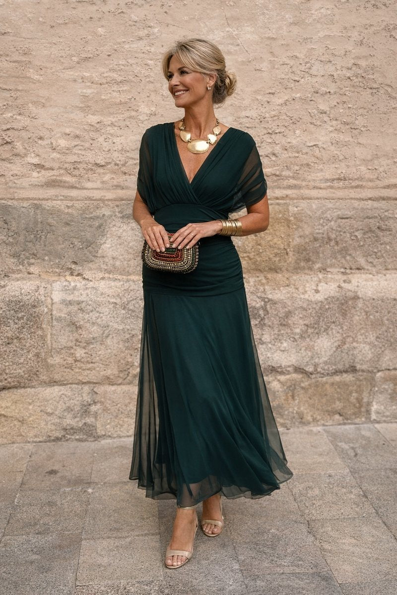 Women's Chiffon V-Neck Maxi Dress