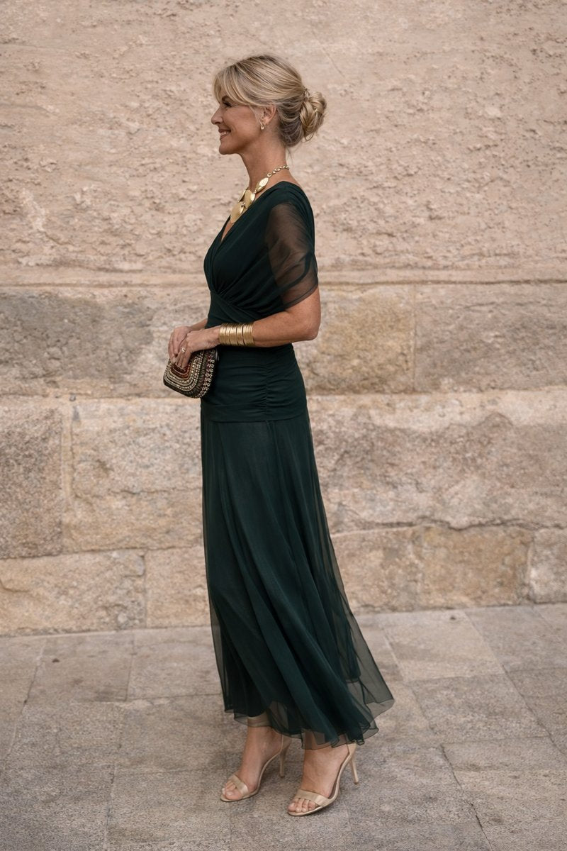 Women's Chiffon V-Neck Maxi Dress