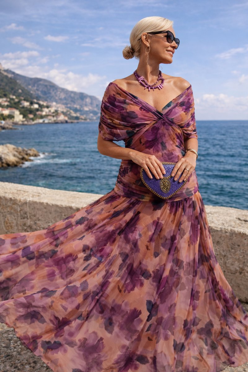 Women's Chiffon V-Neck Maxi Dress