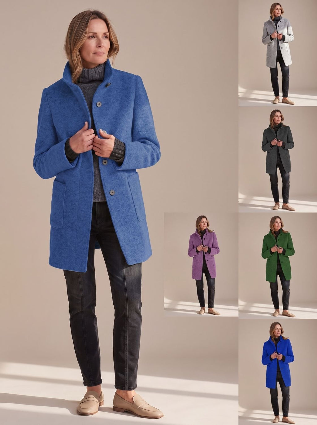 Women's Button-Front Stand-Collar Coat