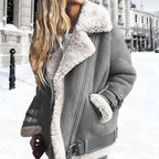 Women's Fur-Lined Suede Moto Jacket