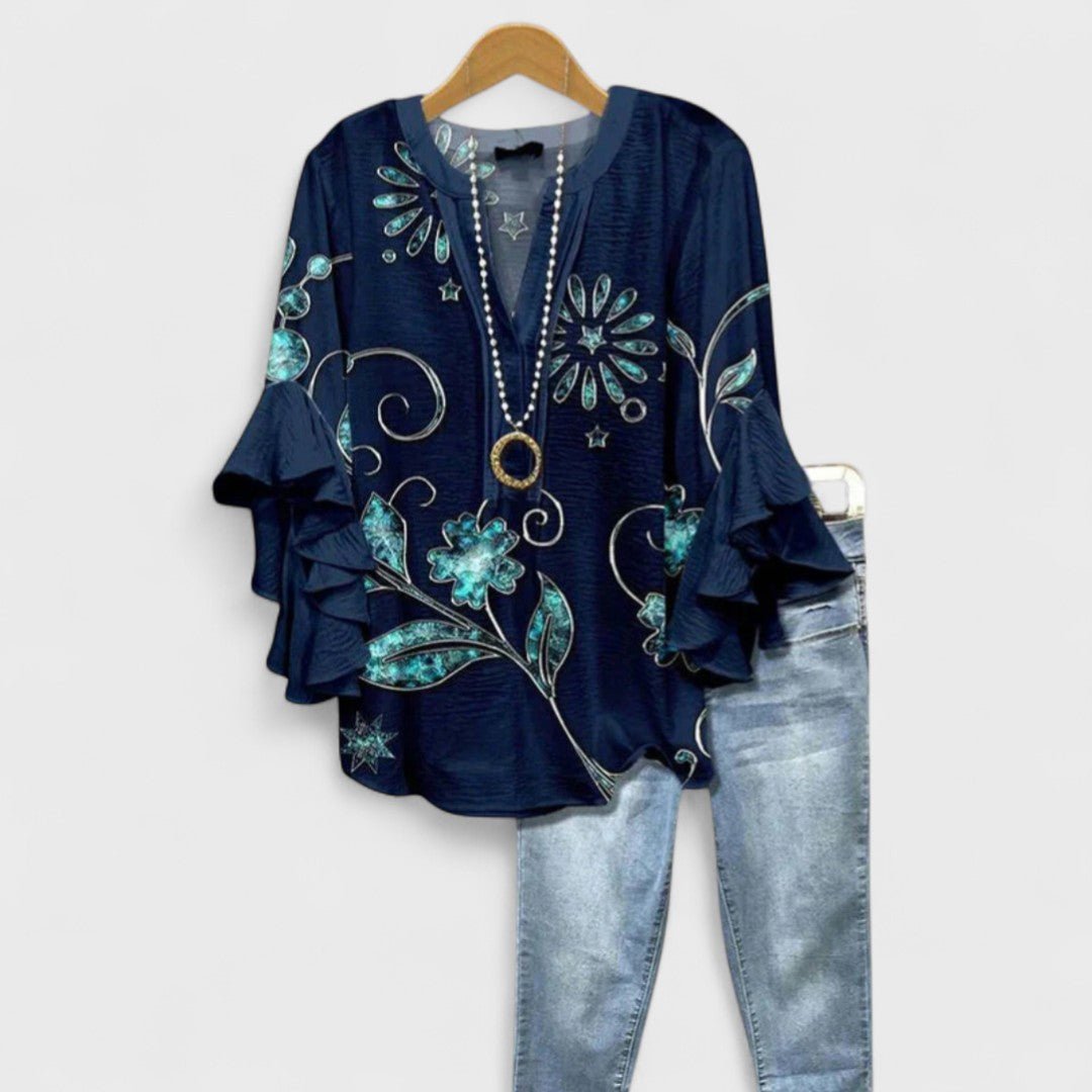 Women's Ruffle Sleeve Floral Blouse