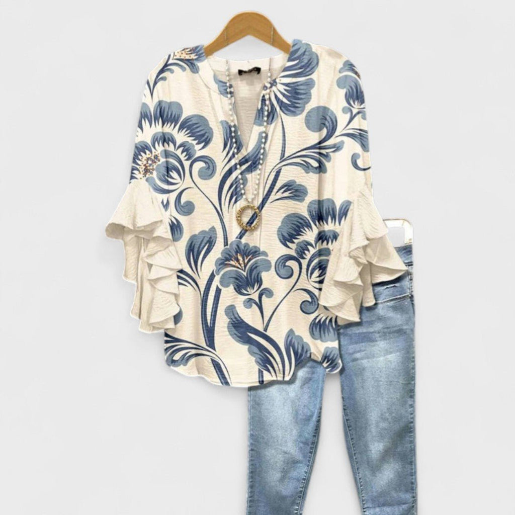 Women's Ruffle Sleeve Floral Blouse