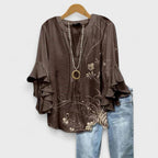 Women's Ruffle Sleeve Floral Blouse