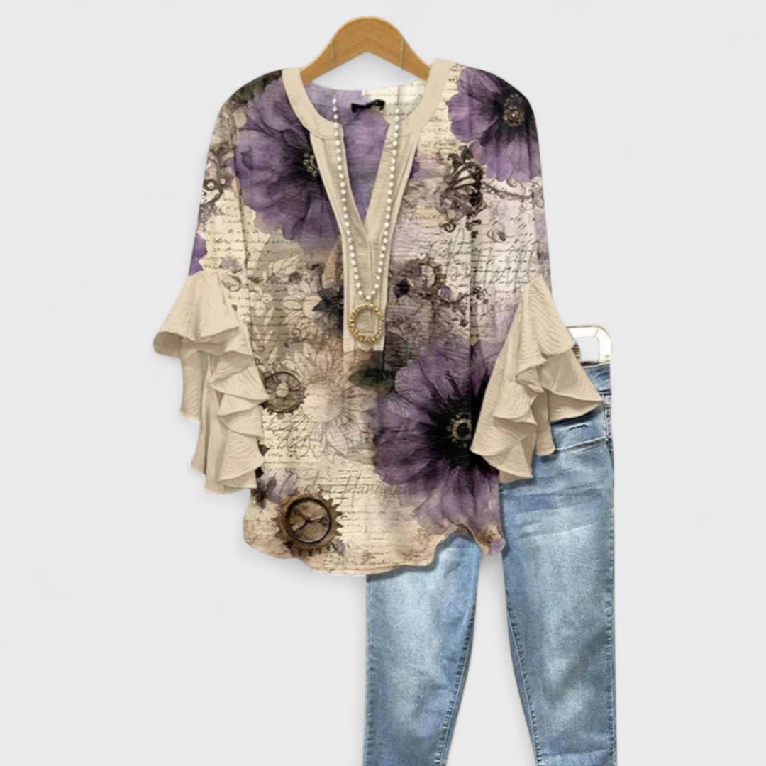 Women's Ruffle Sleeve Floral Blouse