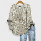 Women's Ruffle Sleeve Floral Blouse