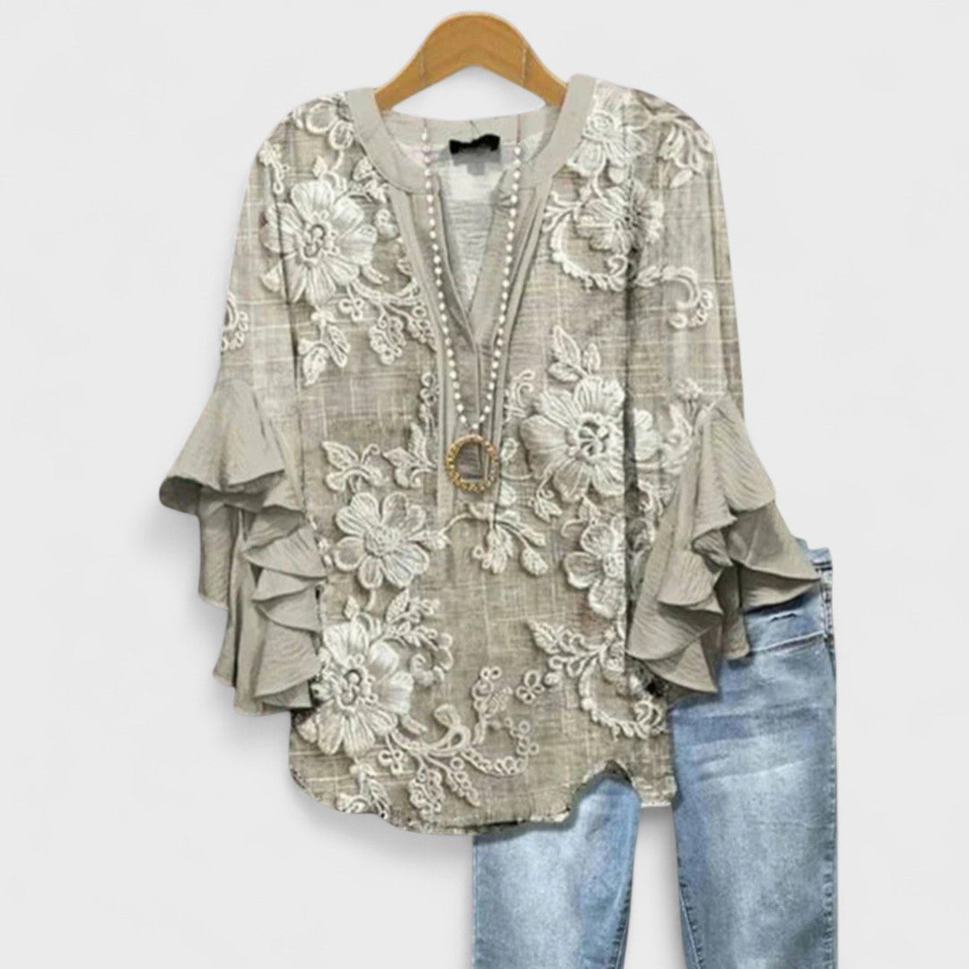 Women's Ruffle Sleeve Floral Blouse
