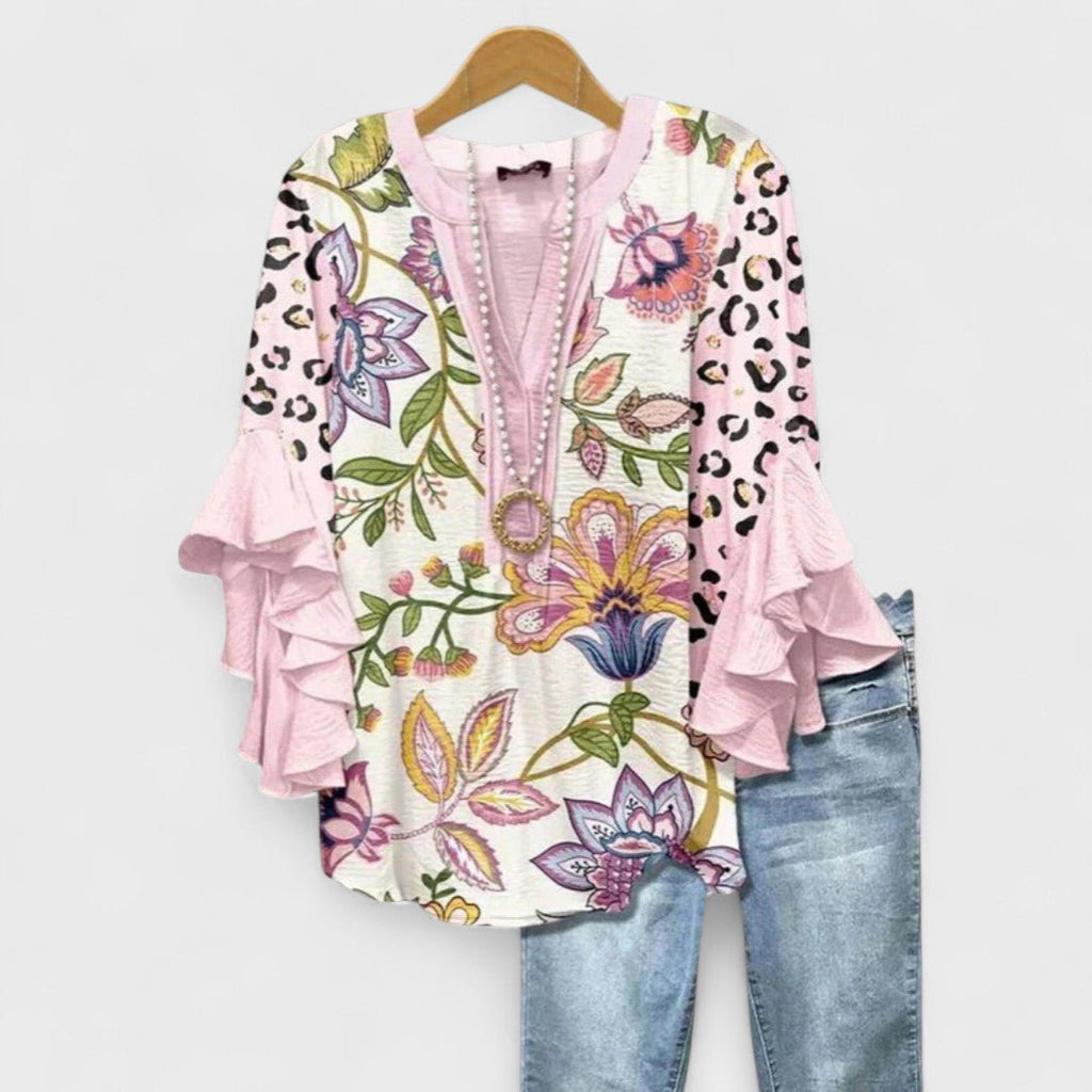 Women's Ruffle Sleeve Floral Blouse