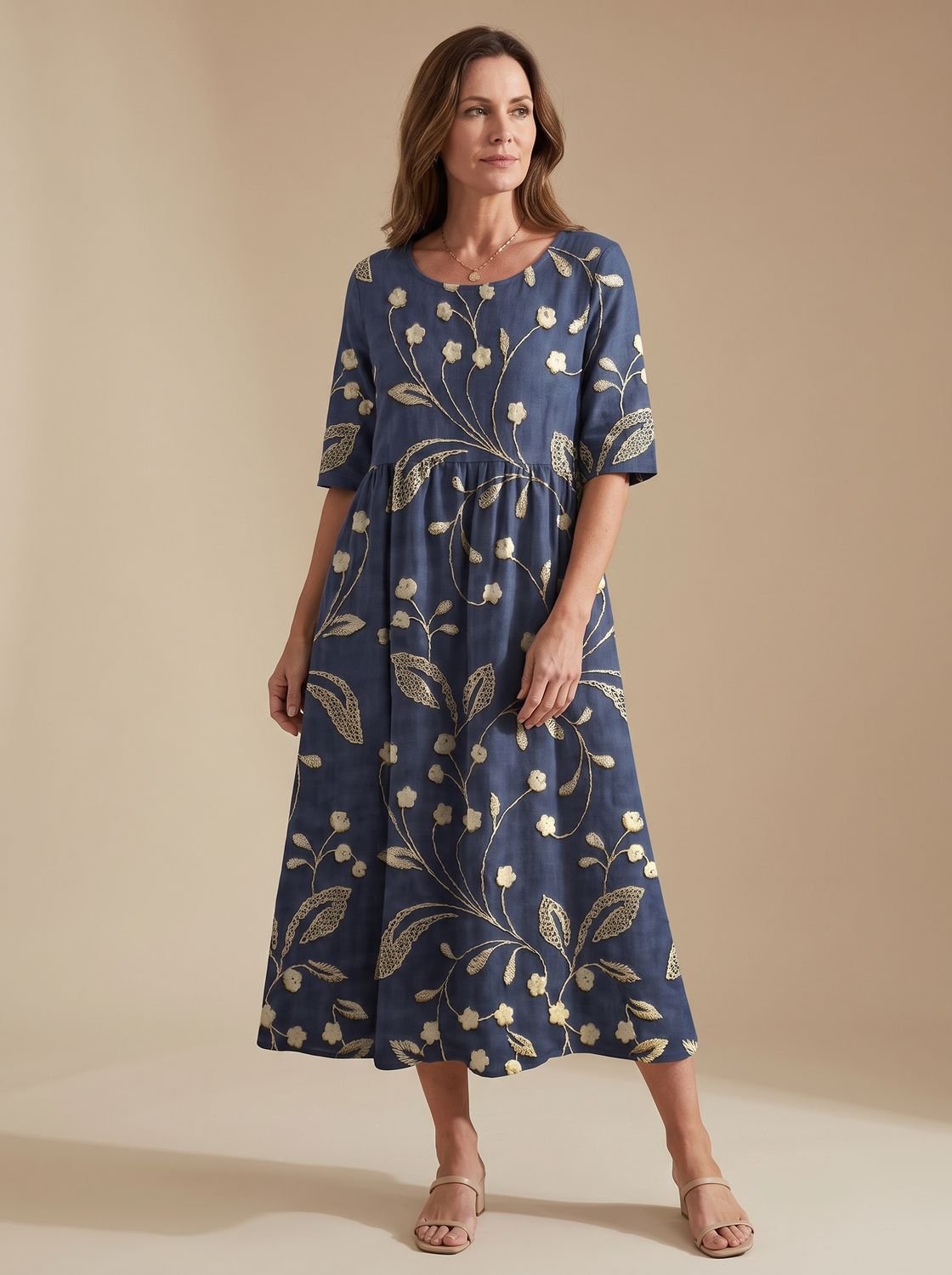 Women's Floral Embroidered Occasion Dress