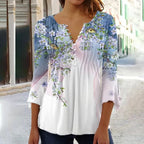Women's Relaxed Floral Henley Blouse