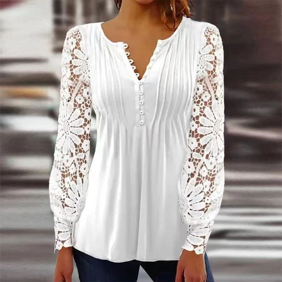 Women's Relaxed Floral Henley Blouse