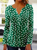 Women's Relaxed Floral Henley Blouse
