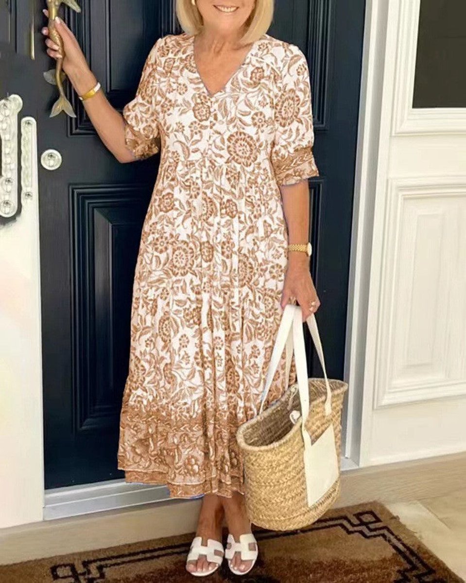 Women's Floral Tiered Midi Dress
