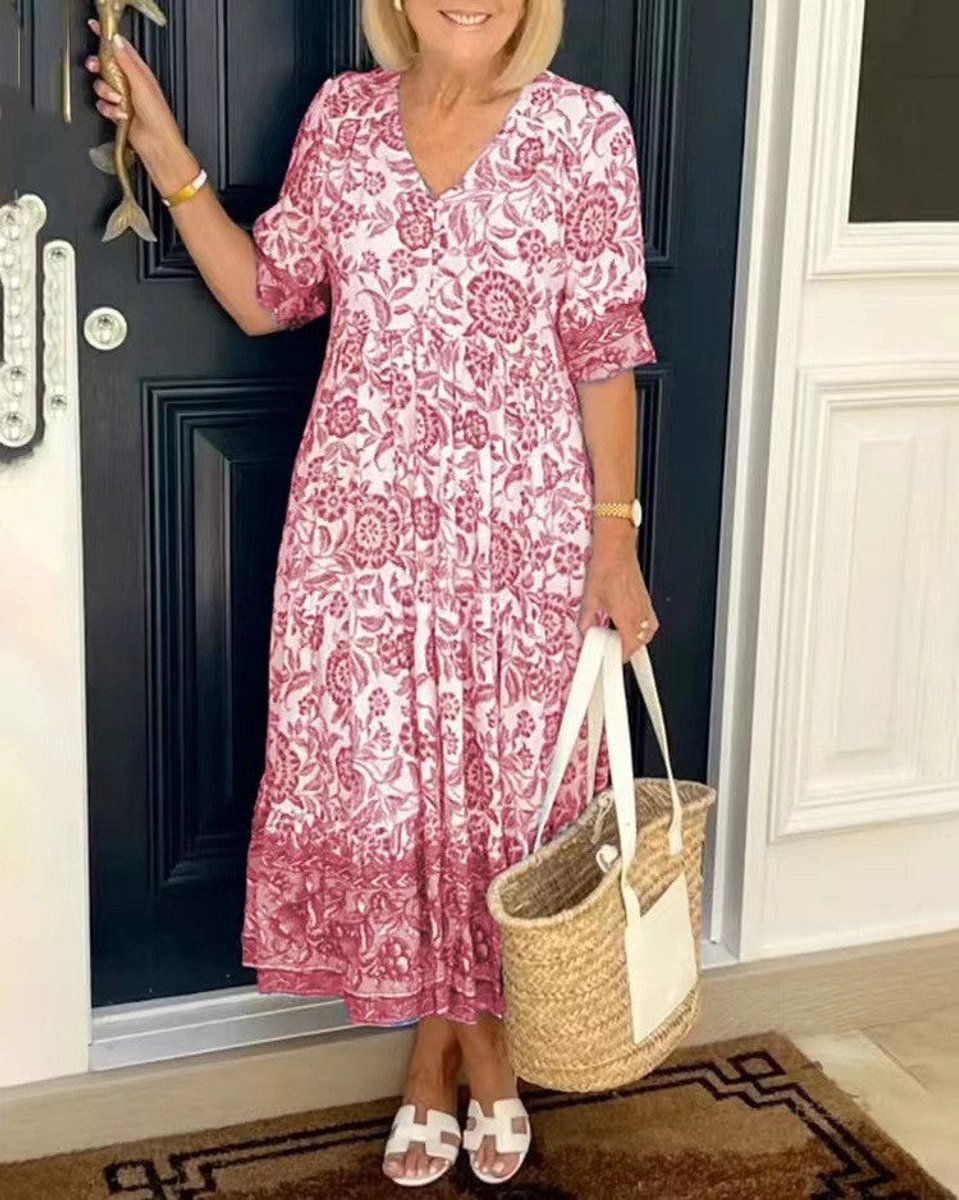 Women's Floral Tiered Midi Dress