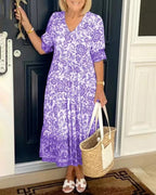 Women's Floral Tiered Midi Dress