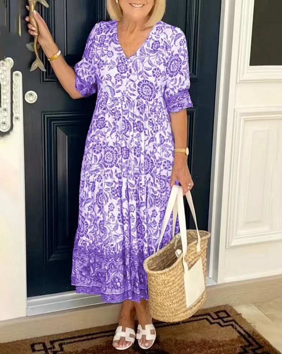 Women's Floral Tiered Midi Dress