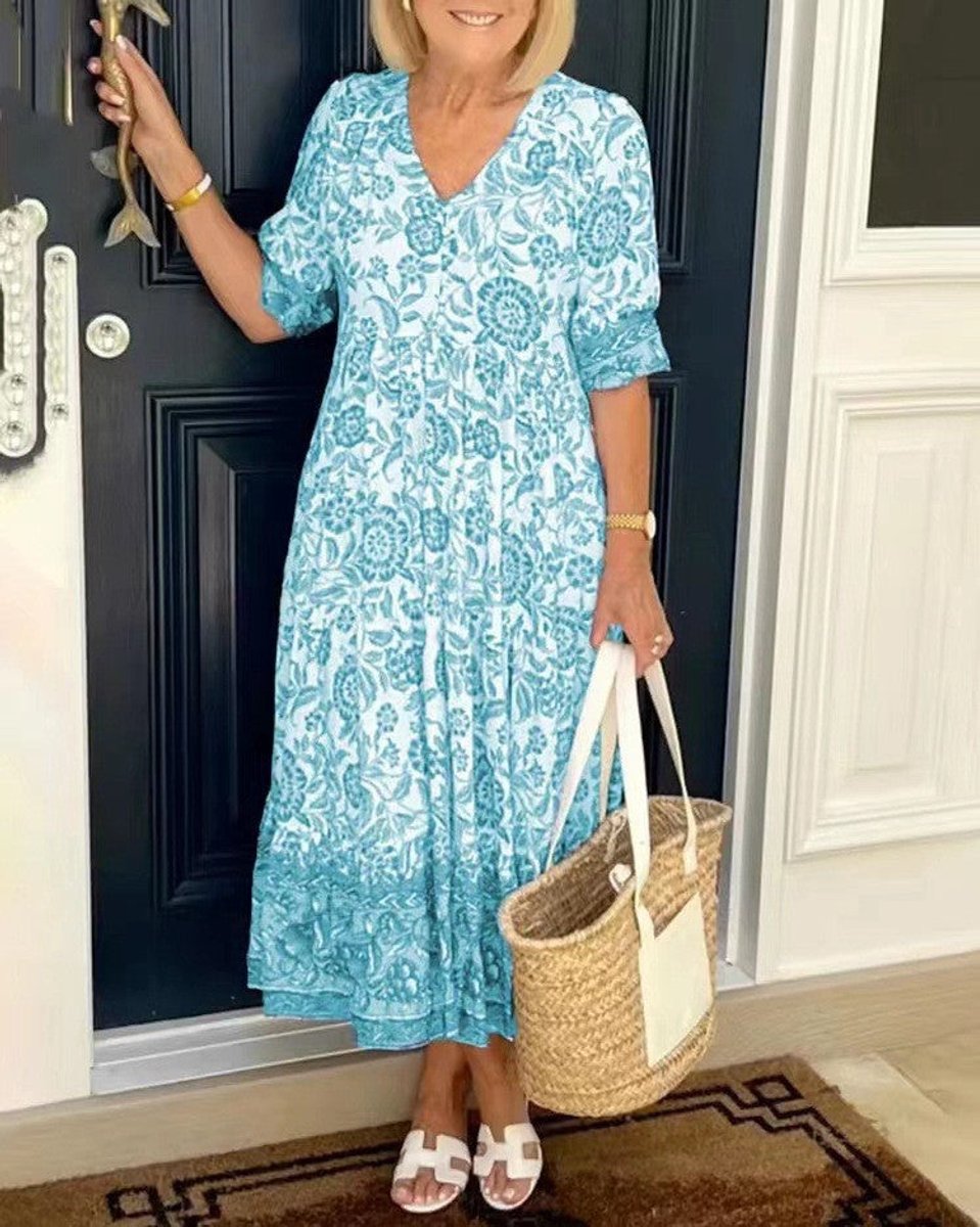 Women's Floral Tiered Midi Dress