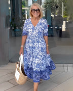 Women's Floral Tiered Midi Dress