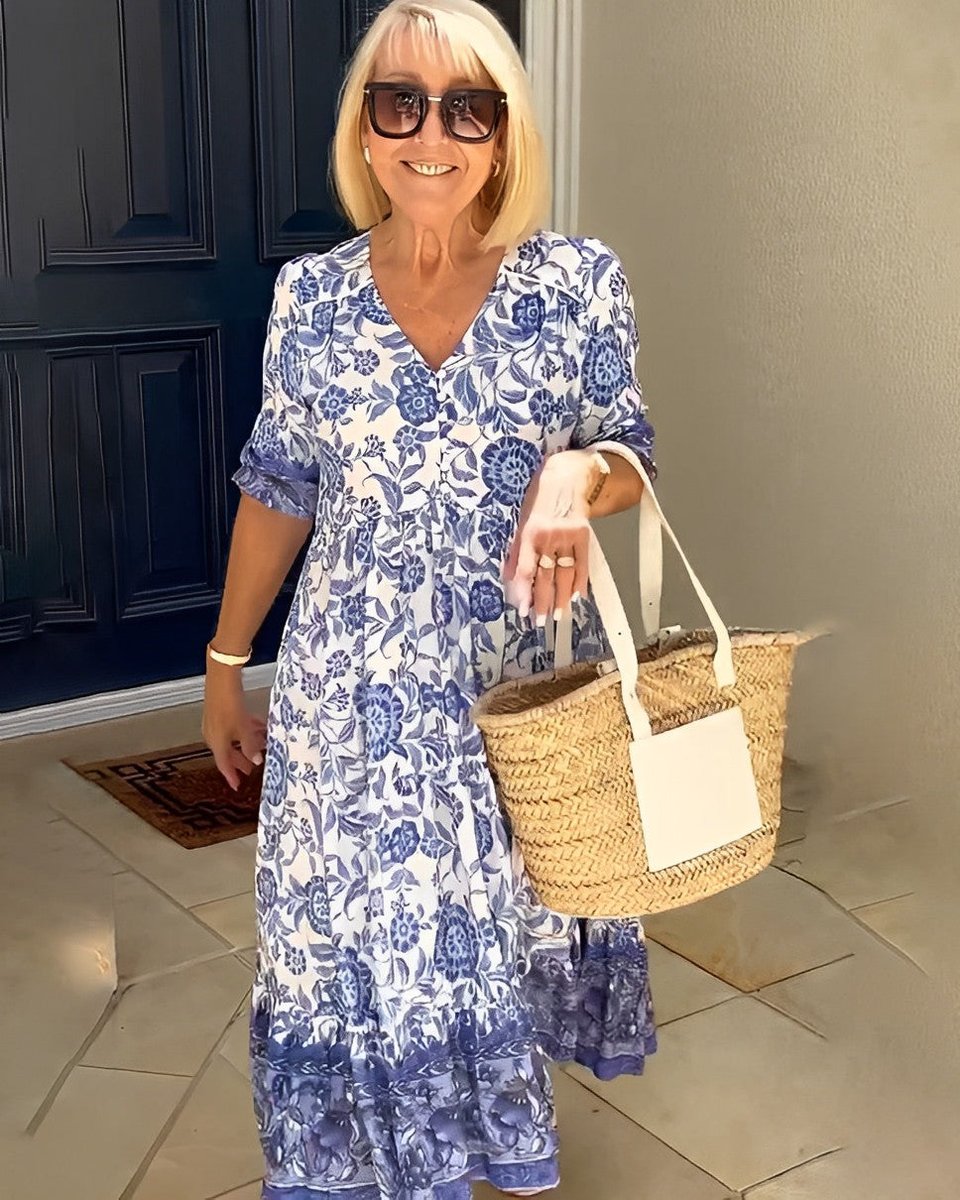 Women's Floral Tiered Midi Dress