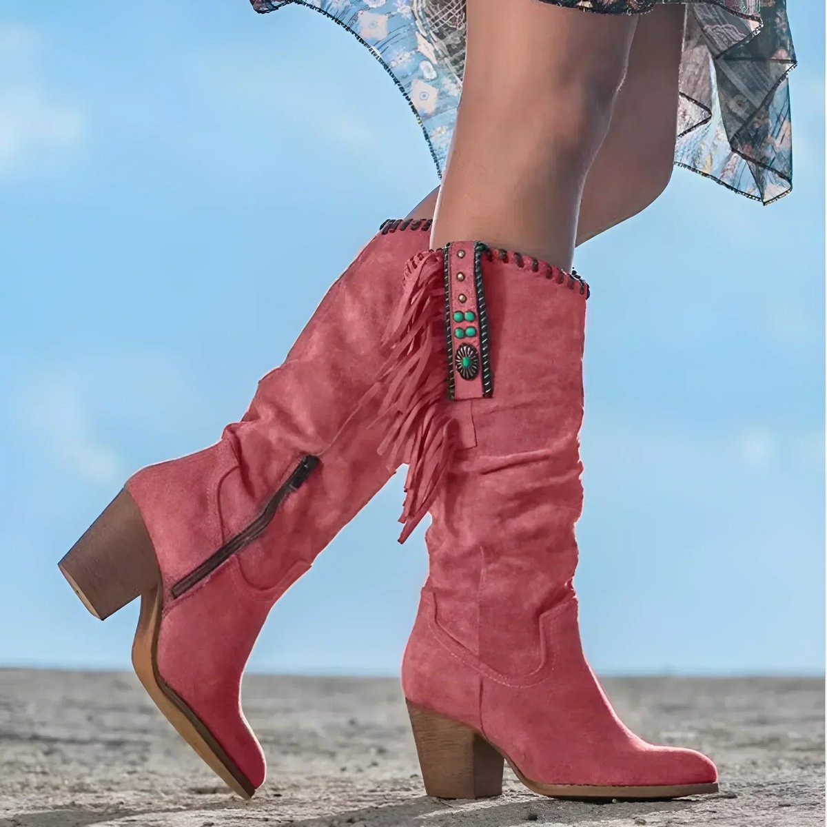 Women's Western Fringe Suede Boots