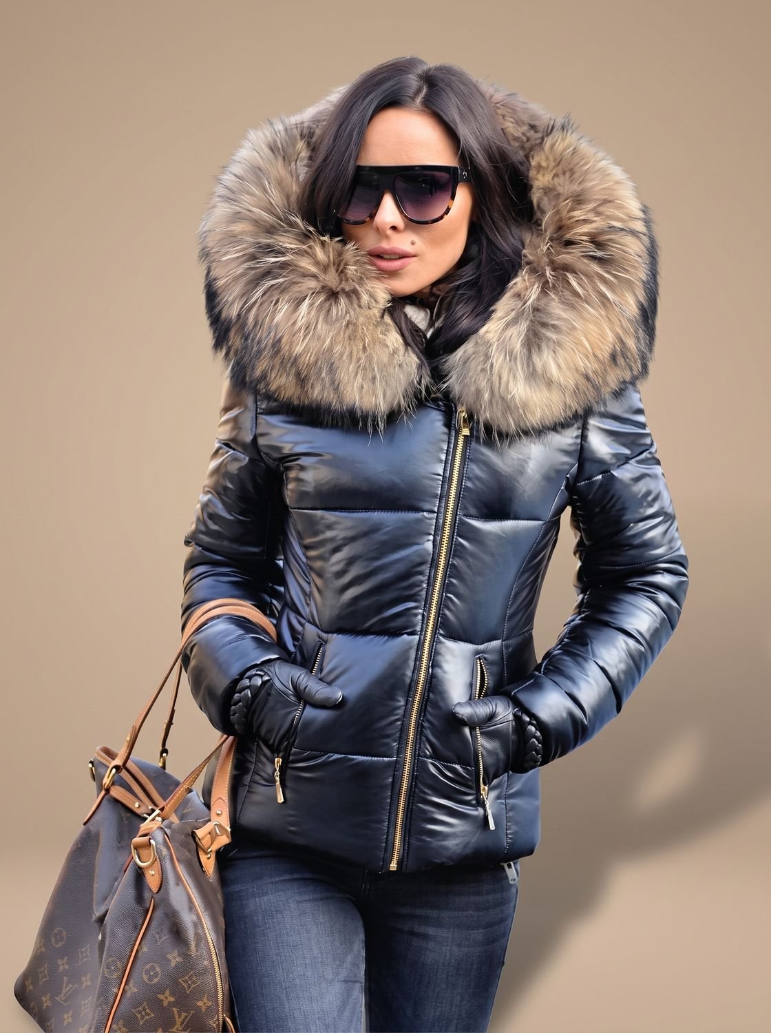 Women's Fur-Hood Quilted Coat