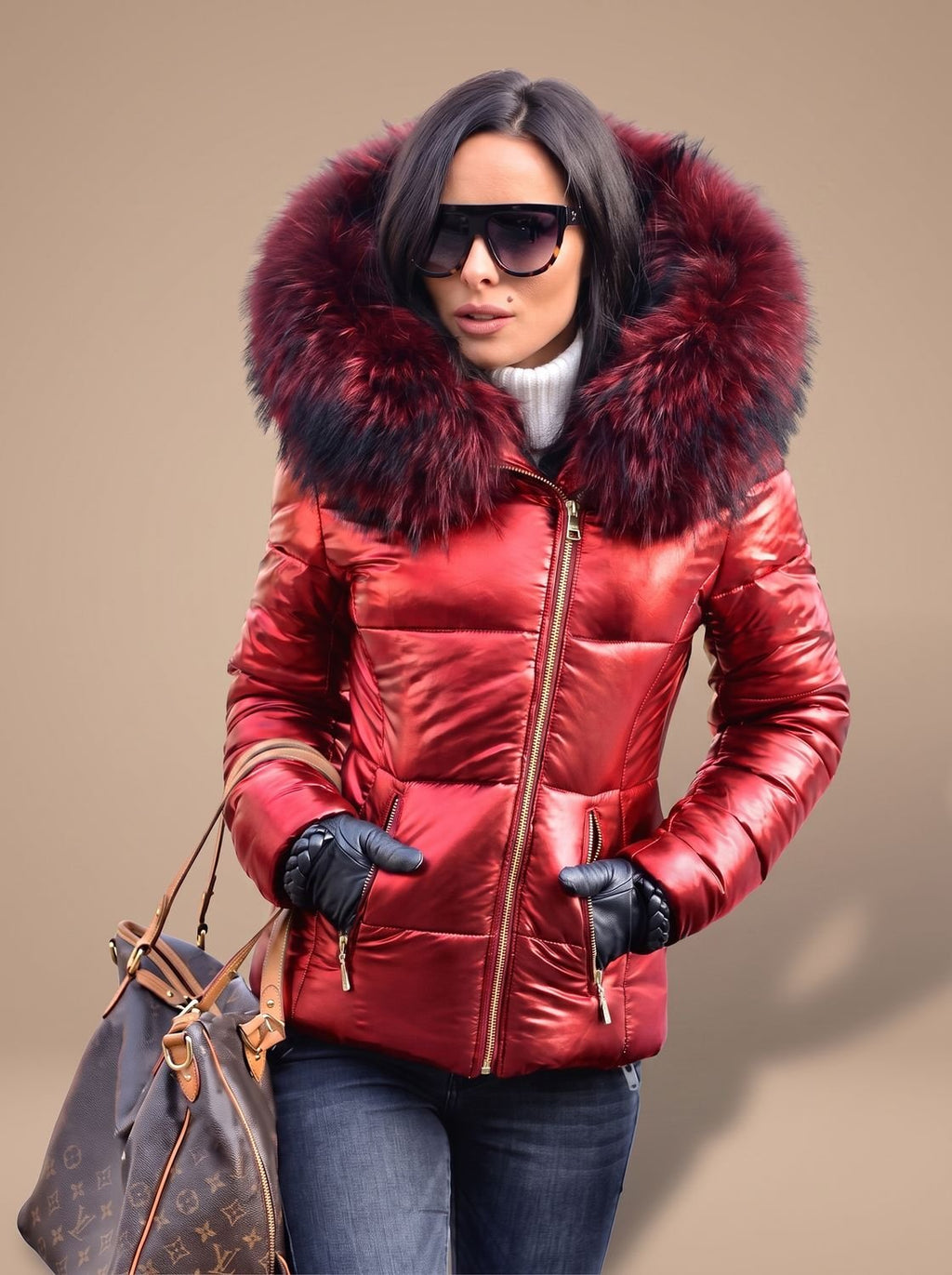 Women's Fur-Hood Quilted Coat