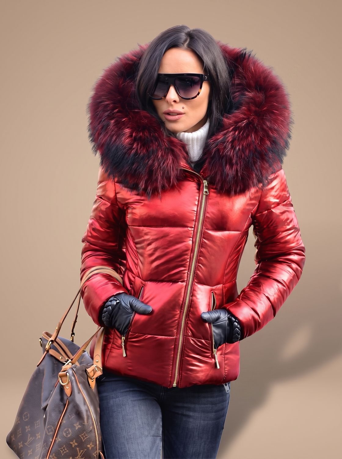 Women's Fur-Hood Quilted Coat
