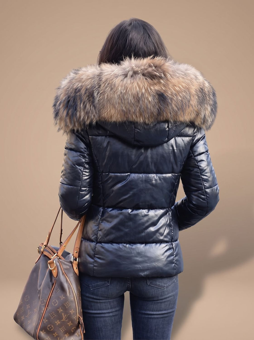 Women's Fur-Hood Quilted Coat