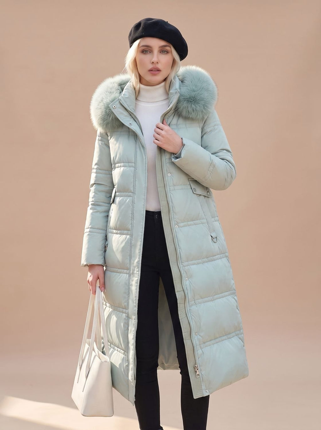 Women's Quilted Fur-Hood Puffer Coat