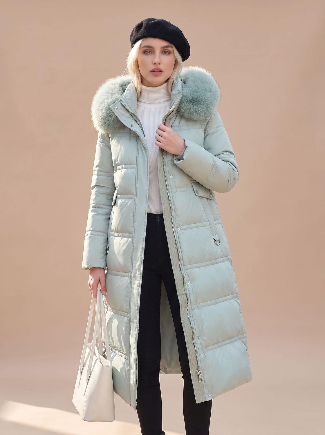 Women's Quilted Fur-Hood Puffer Coat