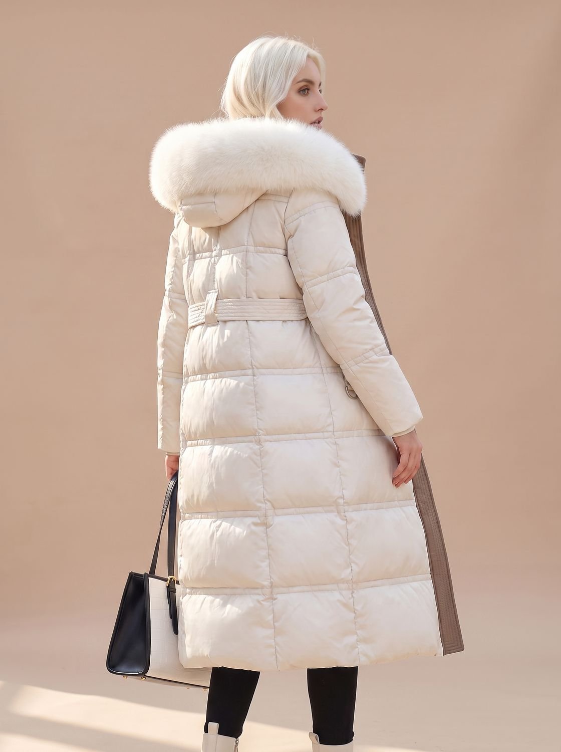 Women's Quilted Fur-Hood Puffer Coat
