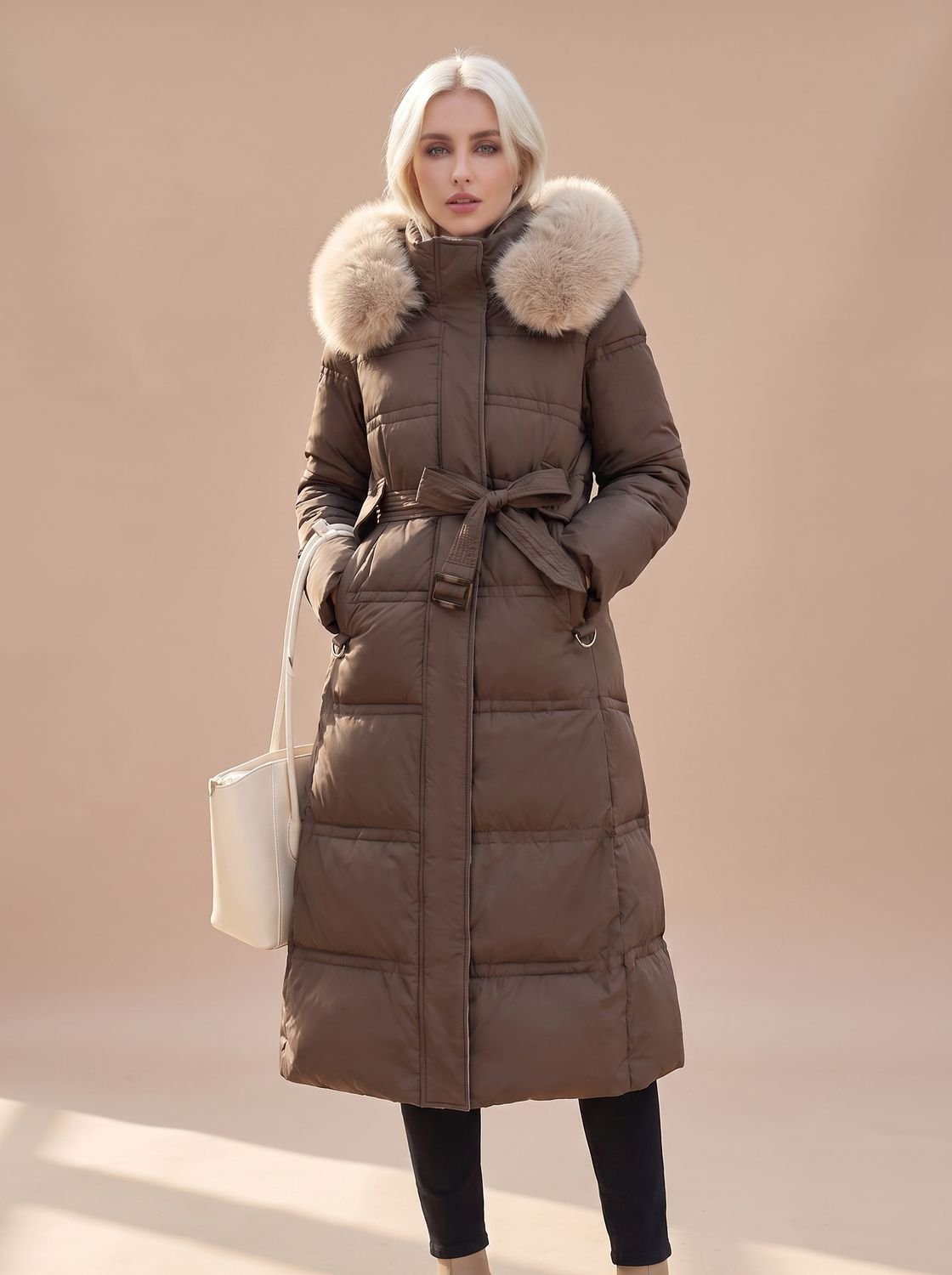 Women's Quilted Fur-Hood Puffer Coat