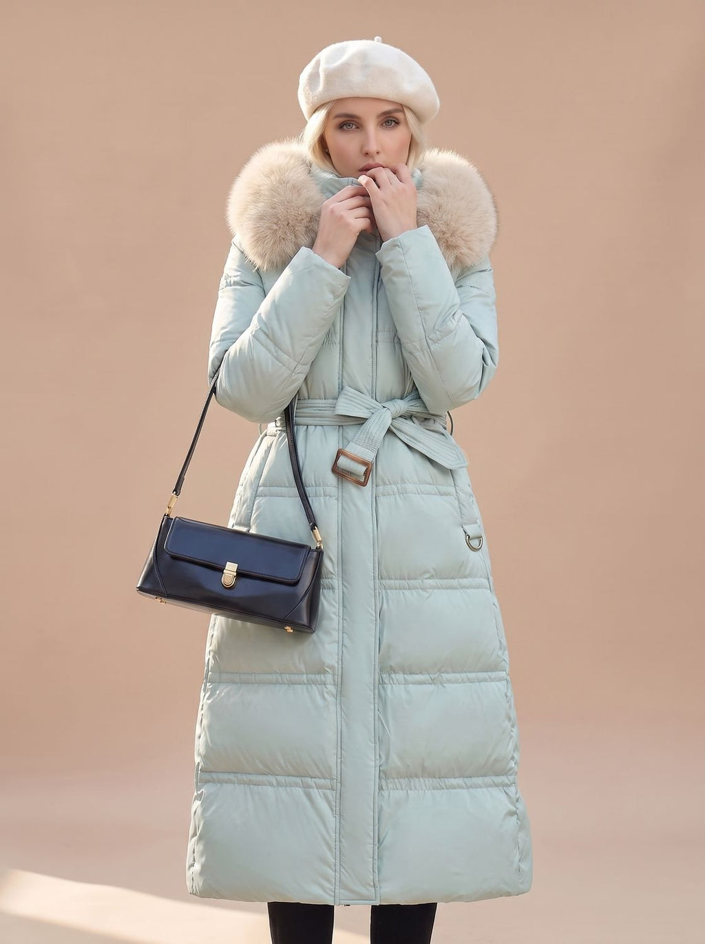 Women's Quilted Fur-Hood Puffer Coat
