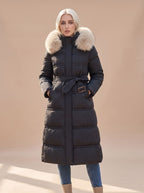 Women's Quilted Fur-Hood Puffer Coat