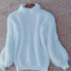 Women's Fuzzy Angora Roll Neck Jumper