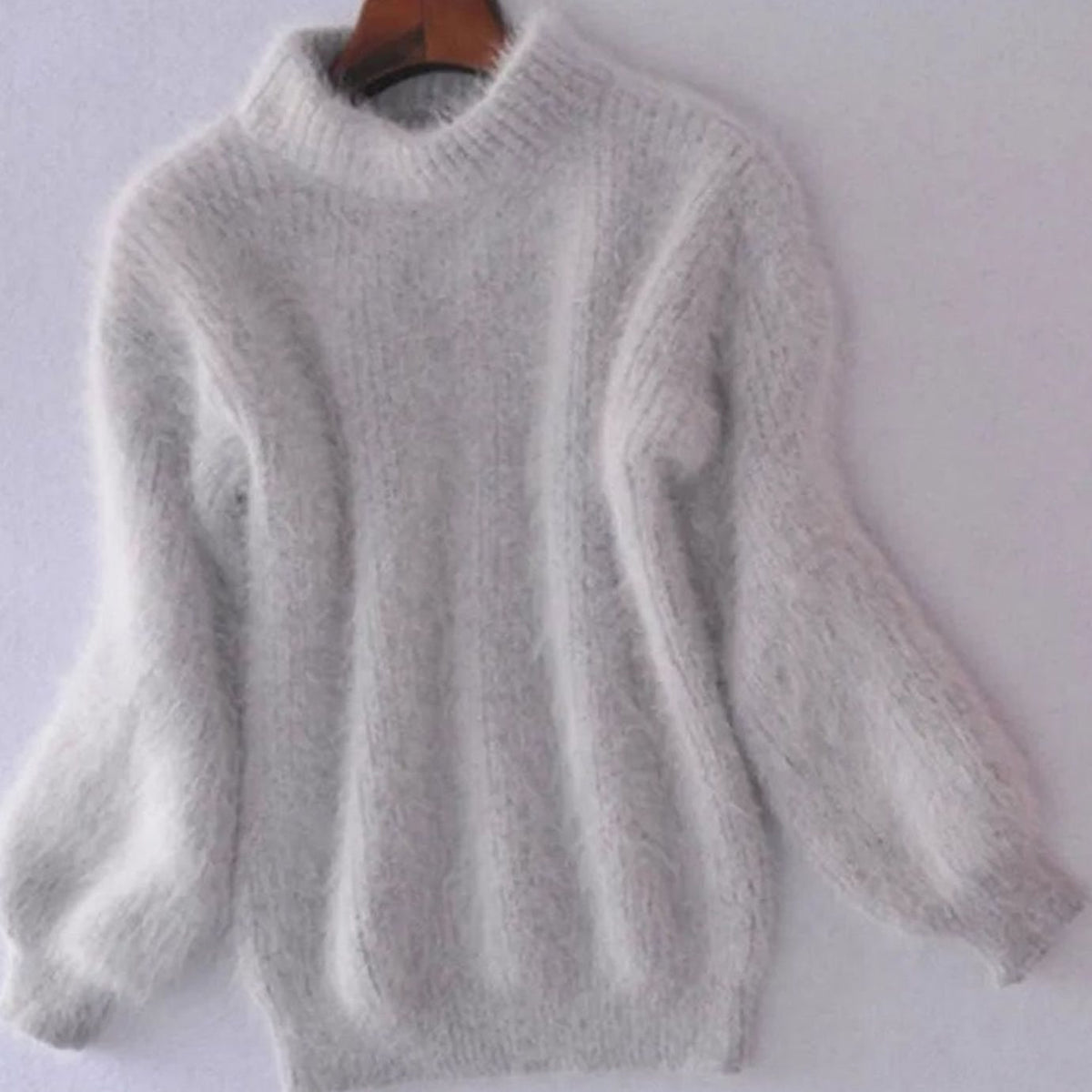 Women's Fuzzy Angora Roll Neck Jumper
