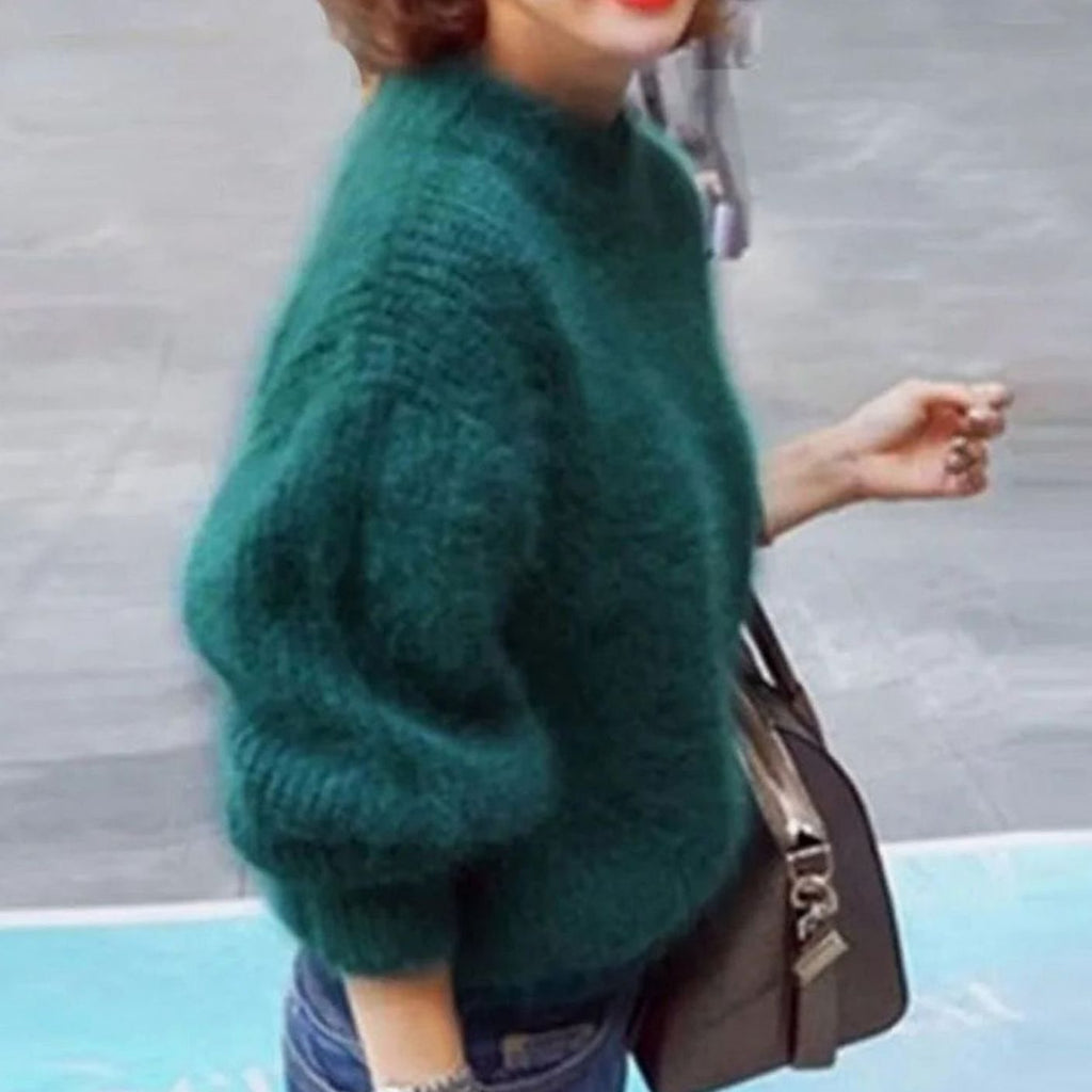 Women's Fuzzy Angora Roll Neck Jumper