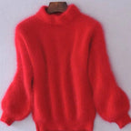 Women's Fuzzy Angora Roll Neck Jumper
