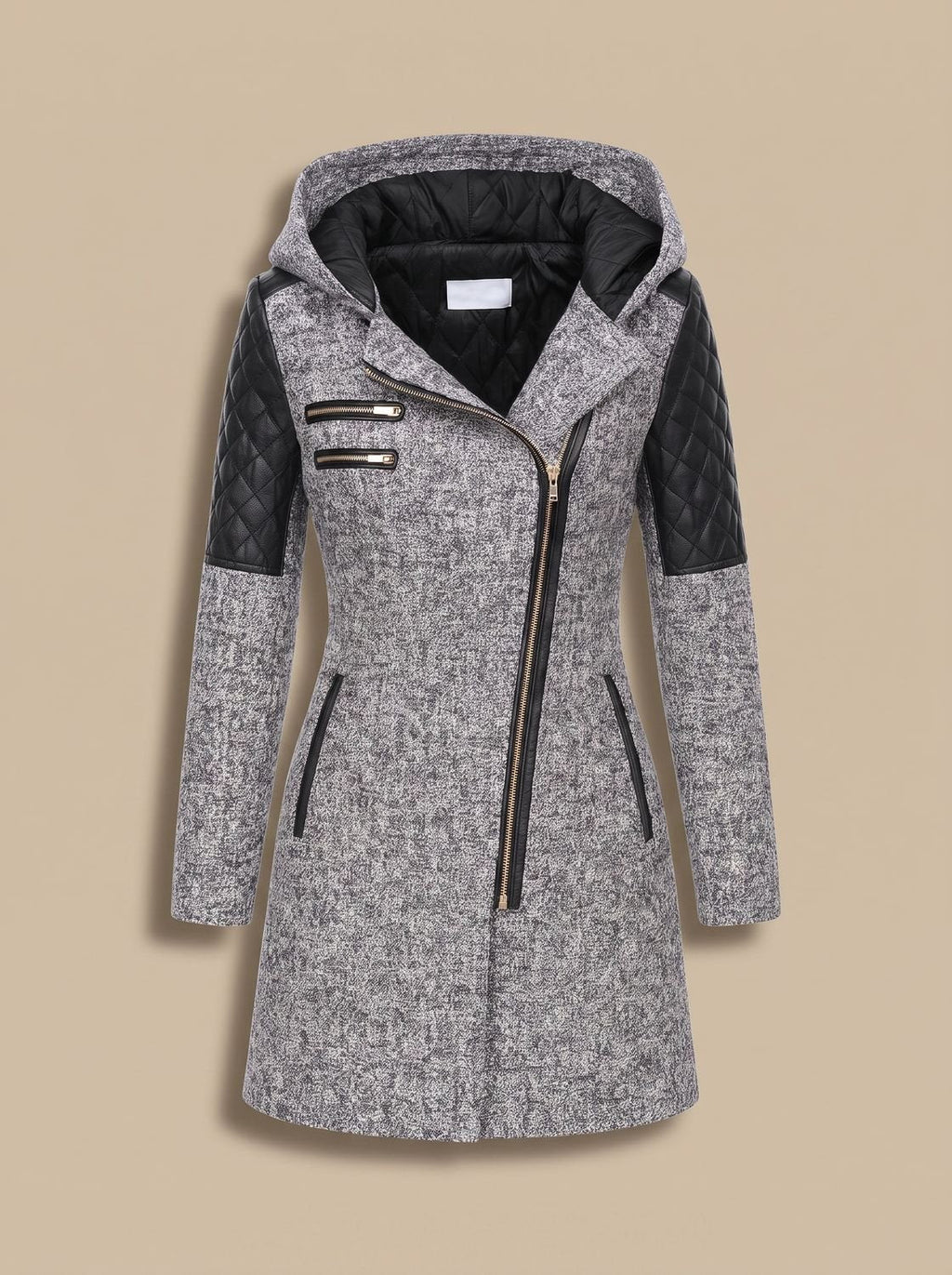 Women's Quilted Wool-Blend Hooded Coat