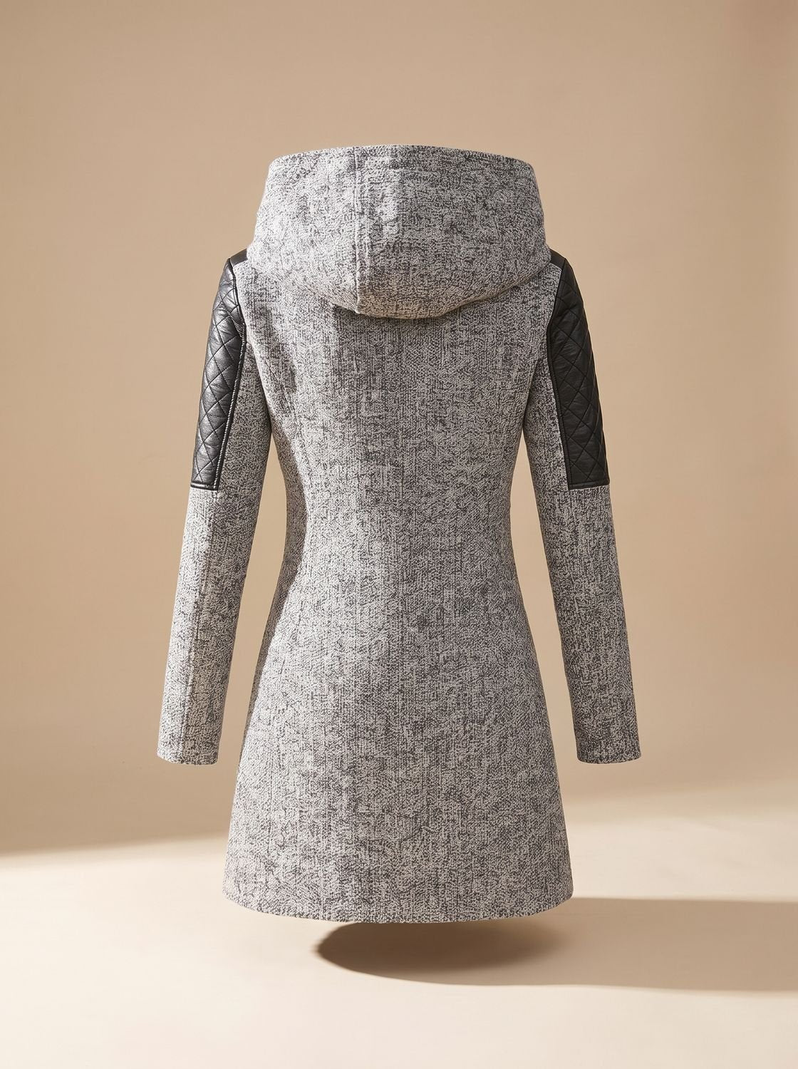Women's Quilted Wool-Blend Hooded Coat