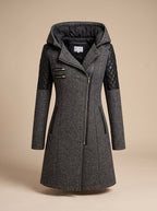 Women's Quilted Wool-Blend Hooded Coat