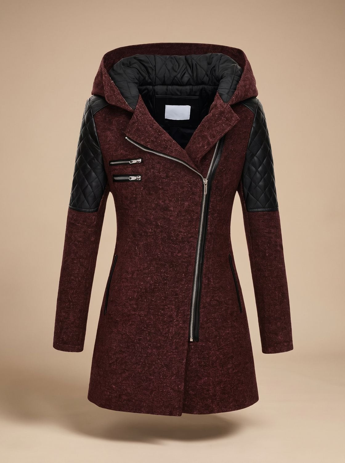Women's Quilted Wool-Blend Hooded Coat