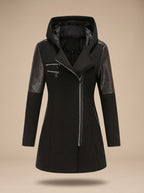 Women's Quilted Wool-Blend Hooded Coat